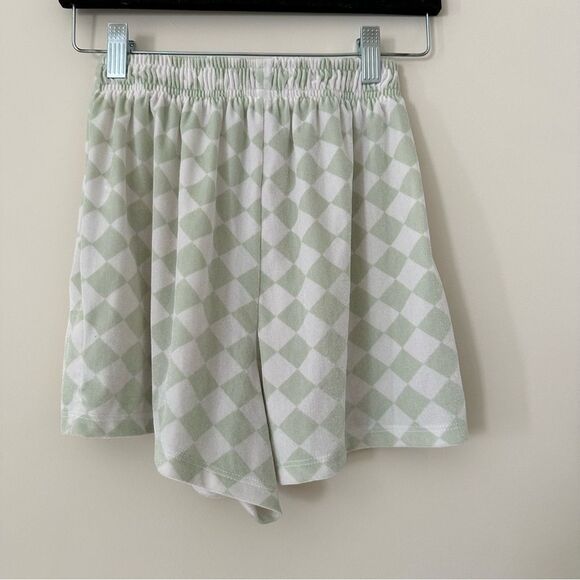 Frankies Bikinis Sage green and white checkered collared coco velvet shorts - Picture 6 of 9